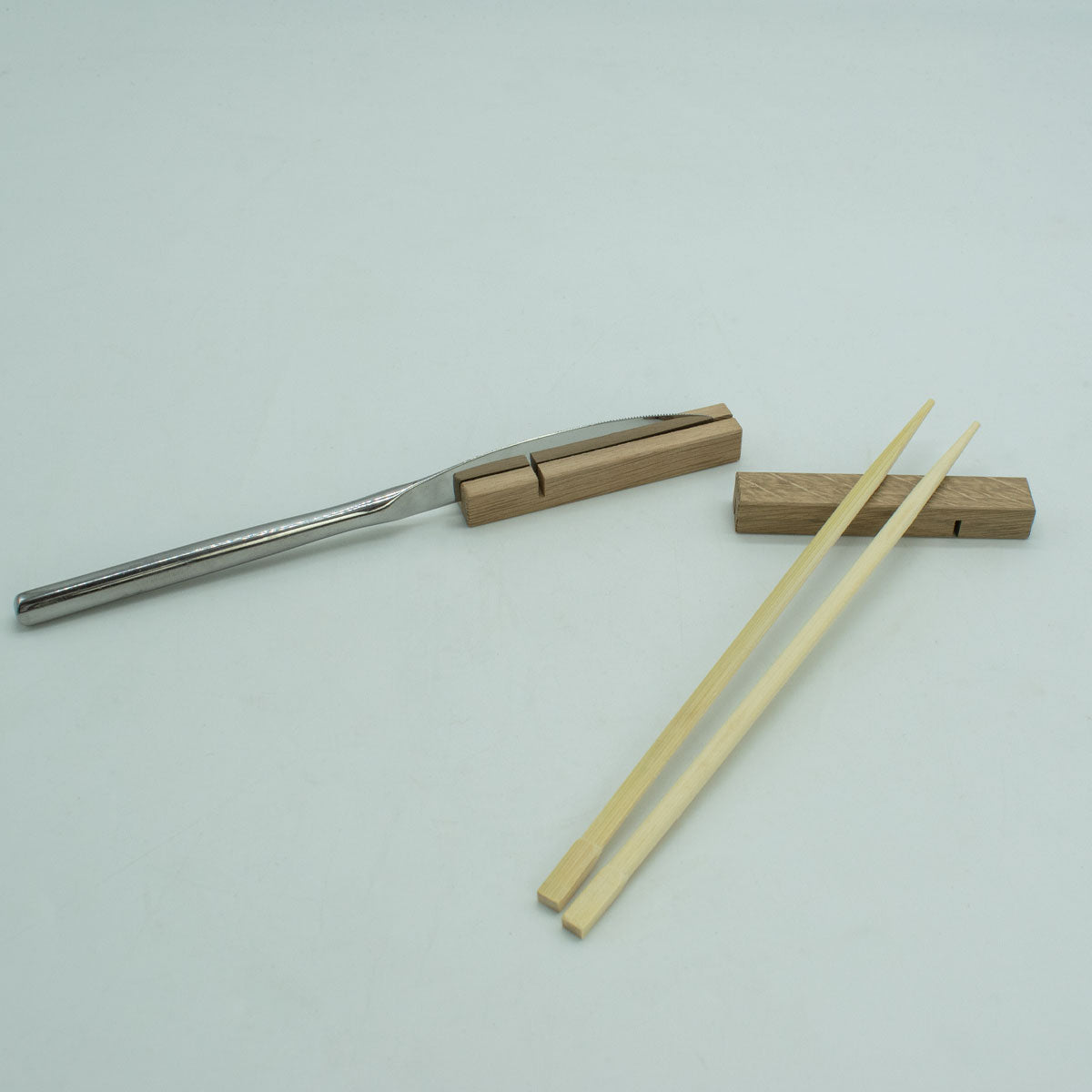 Messerbank und Tischkartenhalter 'Stick' | Eiche natur | 6er-Set | L9,5 x B9,5 x H3,2 cm