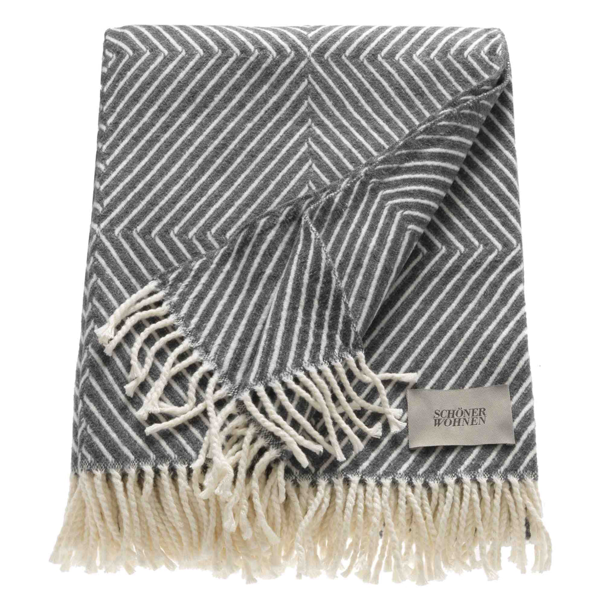 Kuscheldecke 'Tebas' | 140x200 cm | BW und PA | Streifen-Design | Hellgrau/Weiß | waschbar