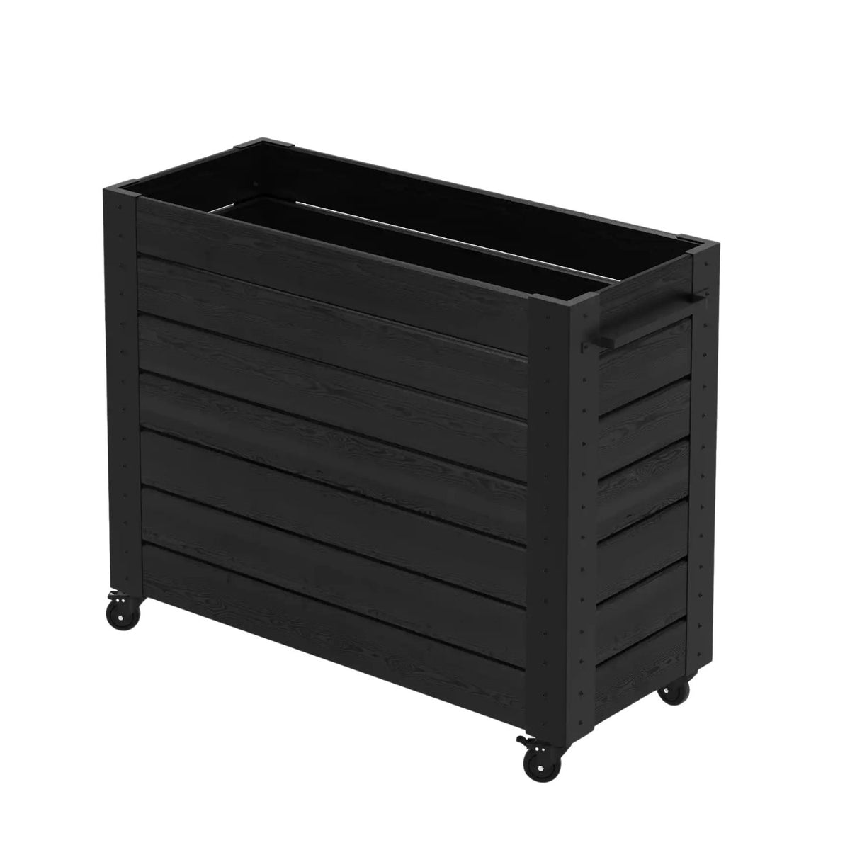 Pflanzkasten 'Cubic' | Rollen und Griff | L 46 x B 50 x H 45 cm | Nadelholz | schwarz