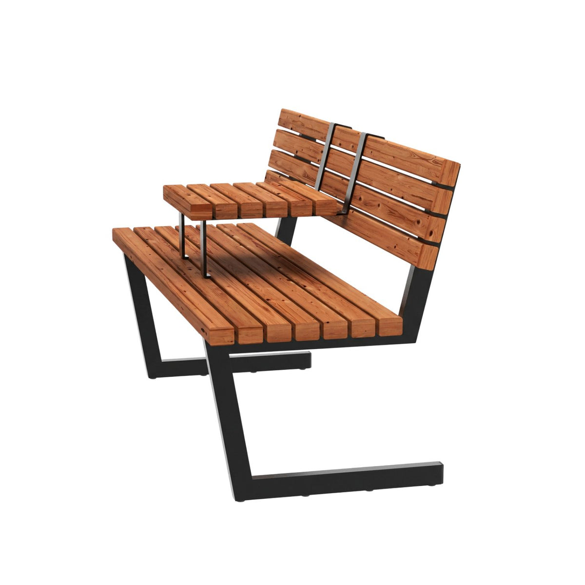 Gartenbank ‘Relax’ | L 150 x B 63,5 x H 82/46 | ThermoWood® | Beschläge feuerverzinkt | schwarz lackiert