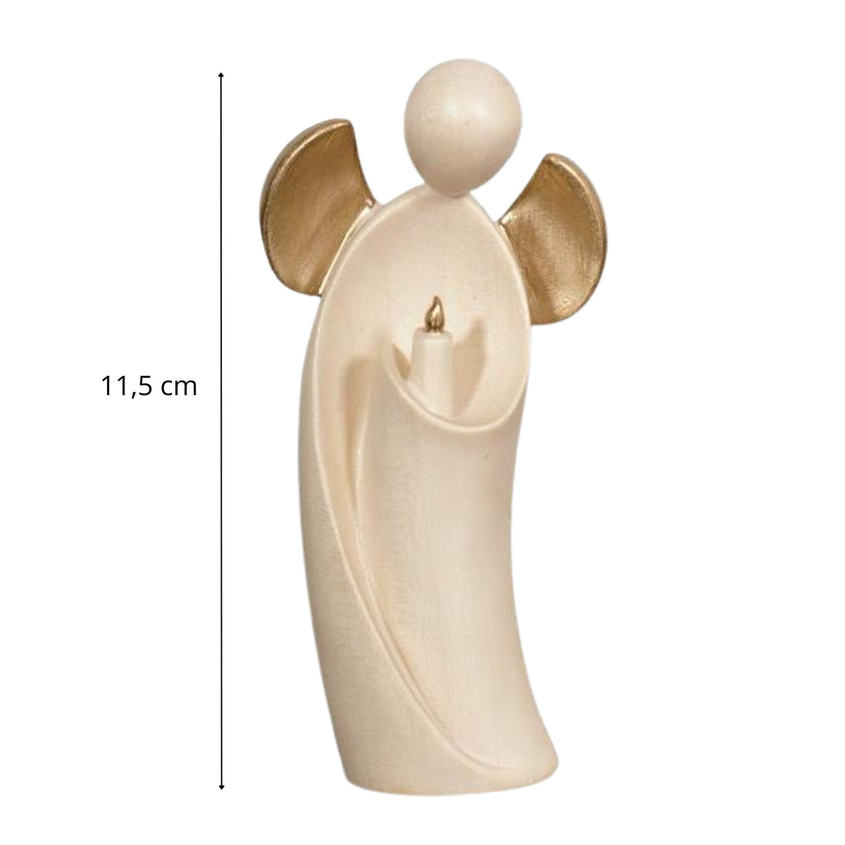 Engel 'Aurelia' | mit Kerze | Ahorn | gewachst Gold | 11,5 cm