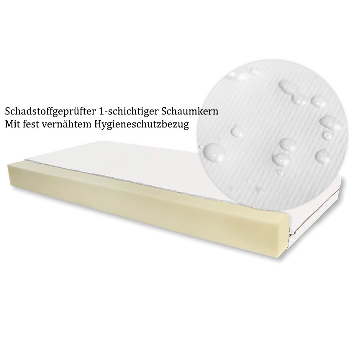 Kindermatratze mit Hygieneschutzbezug | L 140 x B 70 x H 10 cm
