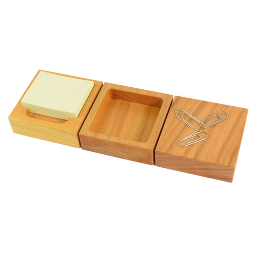 3er Set - Zettelspender, Aufbewahrung und Klammerspender 'Office-Set' kirsche
