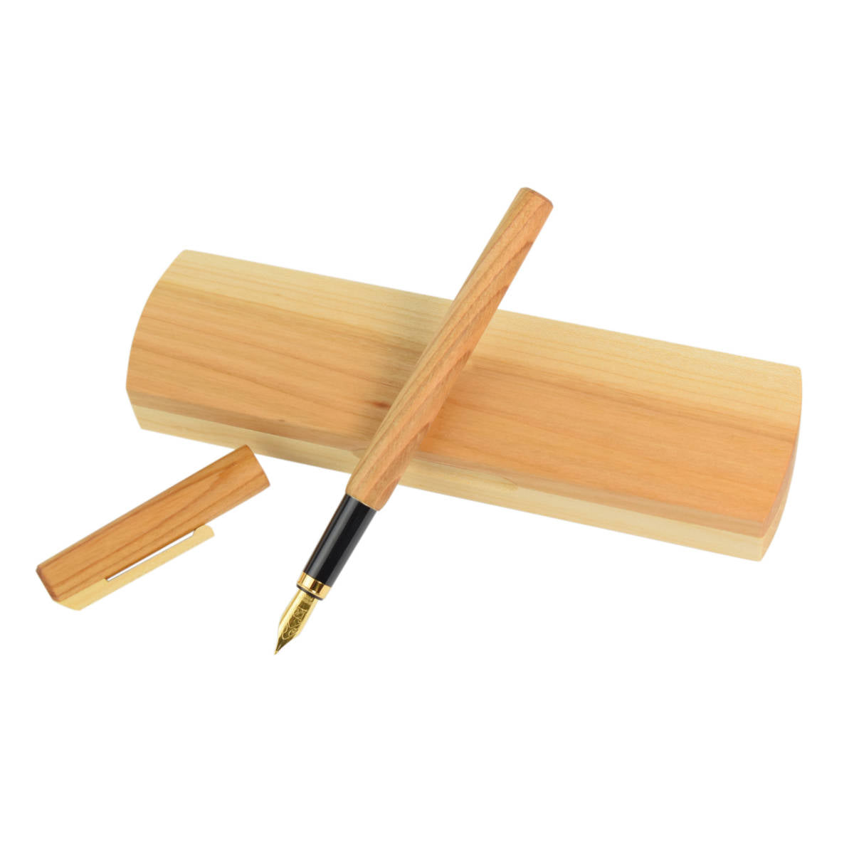 Set Füllhalter mit Tinten-Konverter und Etui aus Kirschholz geölt - Handarbeit aus Deutschland