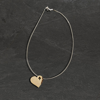 Echte Silber Halskette 'mit Holz & Herz' - 39cm