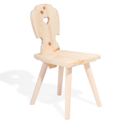 Kindersitzgruppe in Zirbenholz ‘Sweetheart’ | 1 Tisch und 4 Stühle | Made in Südtirol