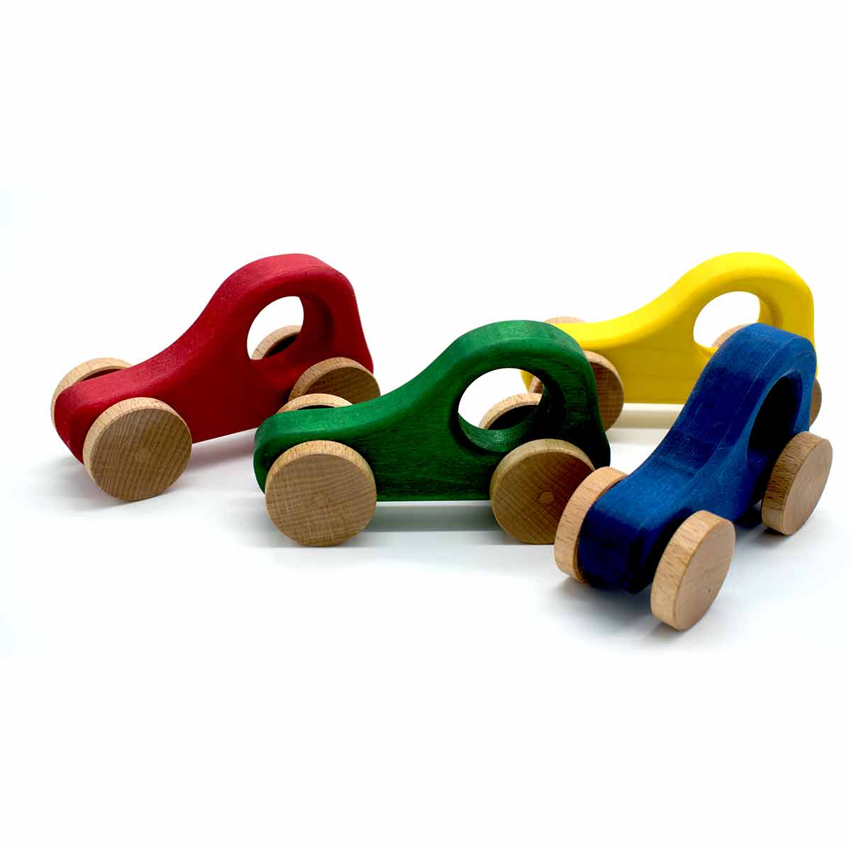 Holzauto aus 100 % Naturmaterialien | Hergestellt in einer geschützen Werkstätte | 14x8 cm Gelb