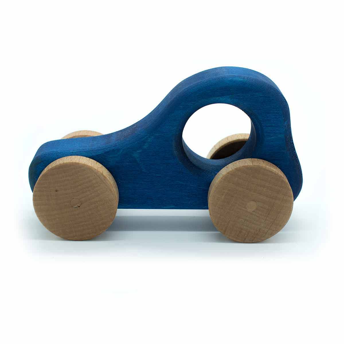 Holzauto aus 100 % Naturmaterialien | Hergestellt in einer geschützen Werkstätte | 14x8 cm Gelb