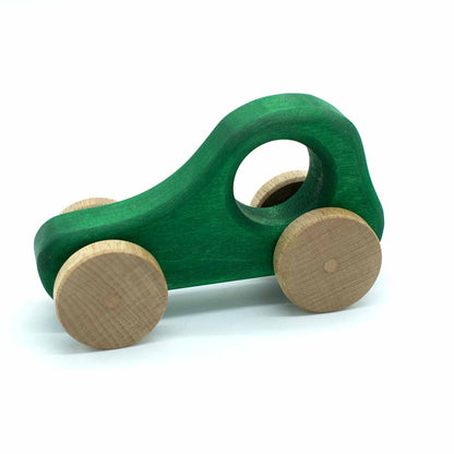 Holzauto aus 100 % Naturmaterialien | Hergestellt in einer geschützen Werkstätte | 14x8 cm Gelb