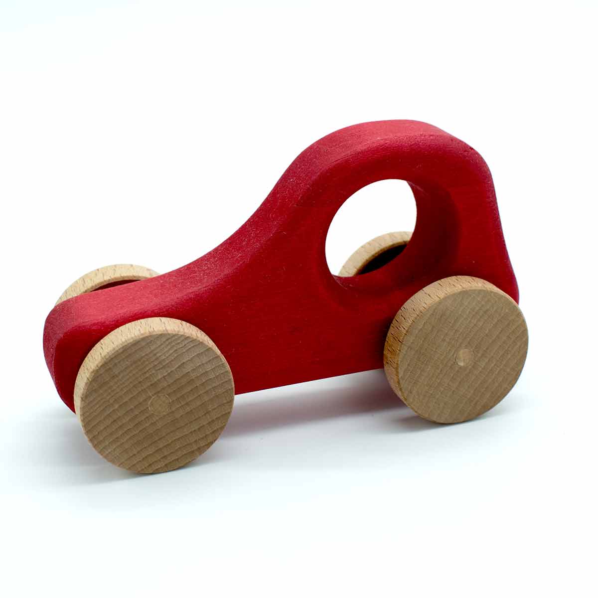 Holzauto aus 100 % Naturmaterialien | Hergestellt in einer geschützen Werkstätte | 14x8 cm Gelb
