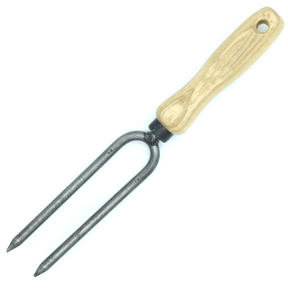 Handliche Rosengabel 14 cm ergonomischem Eschenholzgriff und Zinken