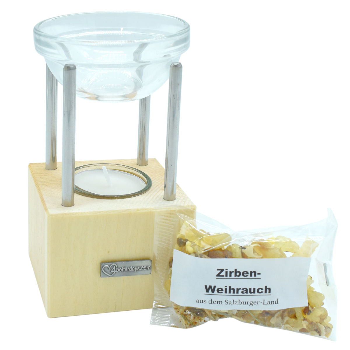 Duftlampe aus Zirbe 'Pine Fragrance' | 25 g Weihrauch im Sackerl