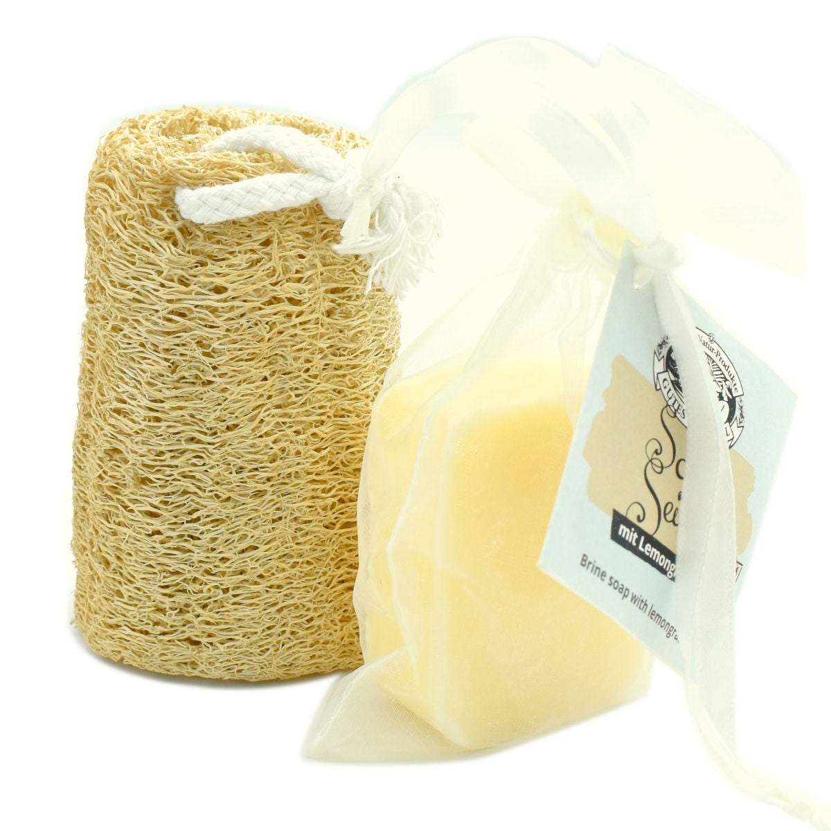Set Duschseife 'Lime Time'  mit Zitronengras & Sole | 80 g | inkl. Luffaschwamm