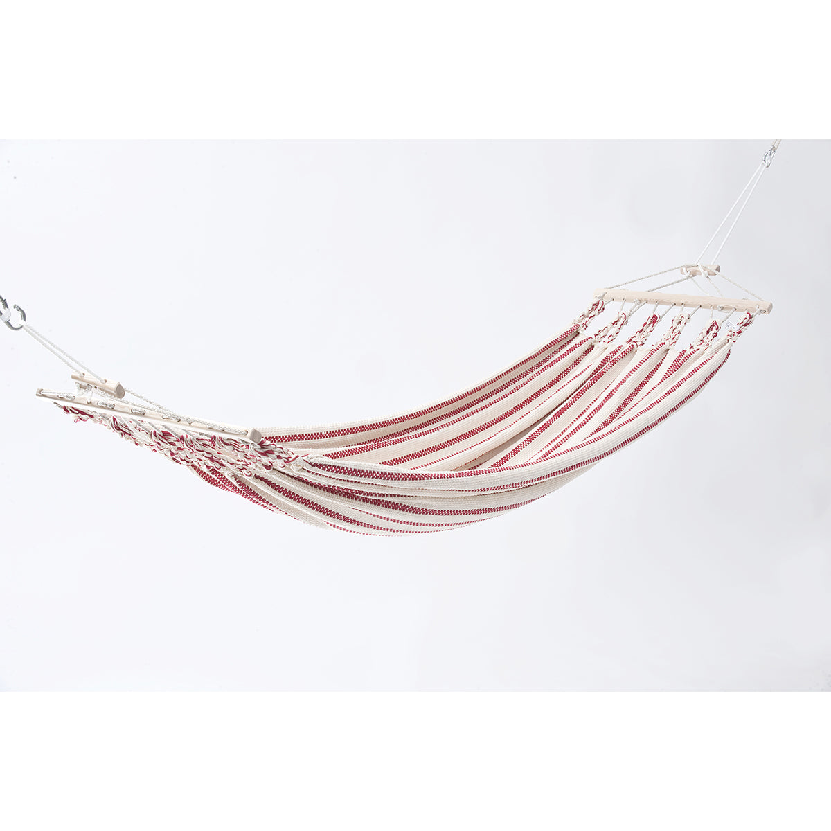 Einzelhängematte 'Relax' I weiß-rot 04 | L 300 x B 130 cm | 100% Baumwollgewebe