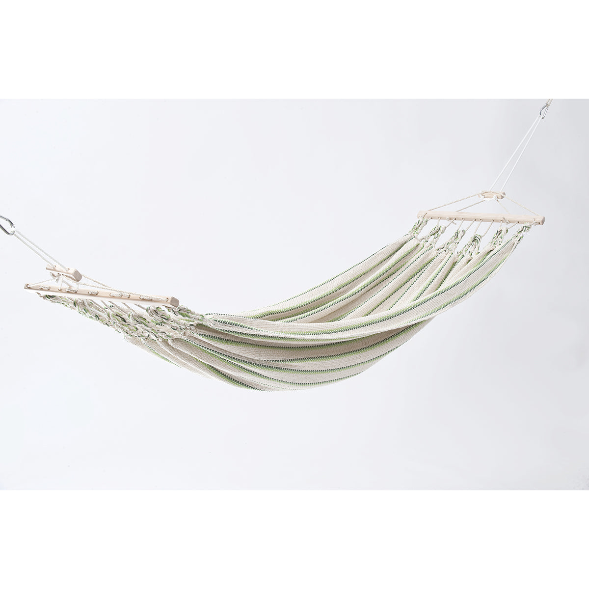 Einzelhängematte 'Relax' I beige-grün 09 | L 300 x B 130 cm | 100% Baumwollgewebe