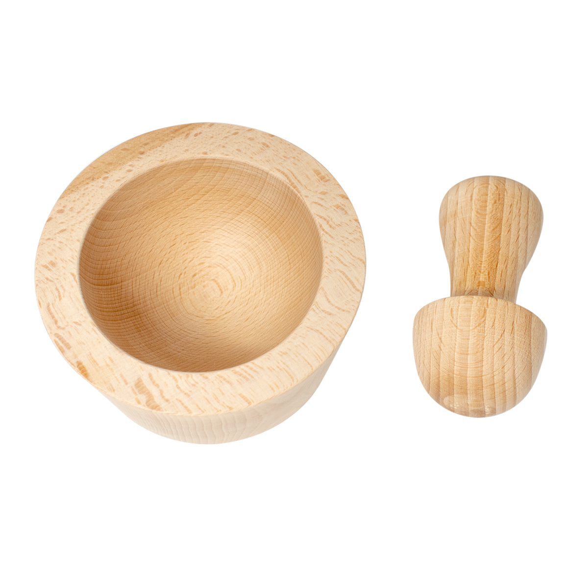 Mörser und Stößel aus Buchenholz Klein - 14 x 14 x 7 cm (LxBxH)