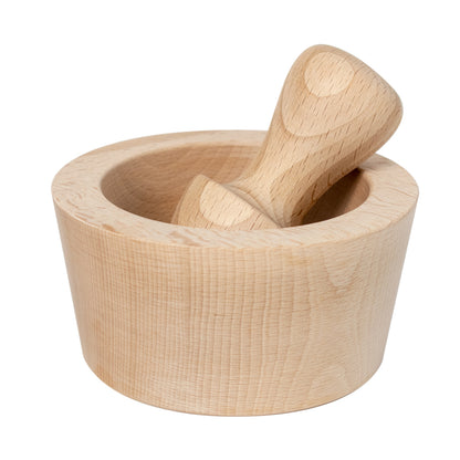 Mörser und Stößel aus Buchenholz Klein - 14 x 14 x 7 cm (LxBxH)