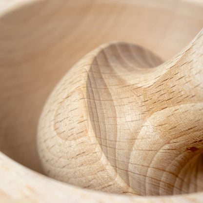 Mörser und Stößel aus Buchenholz Klein - 14 x 14 x 7 cm (LxBxH)