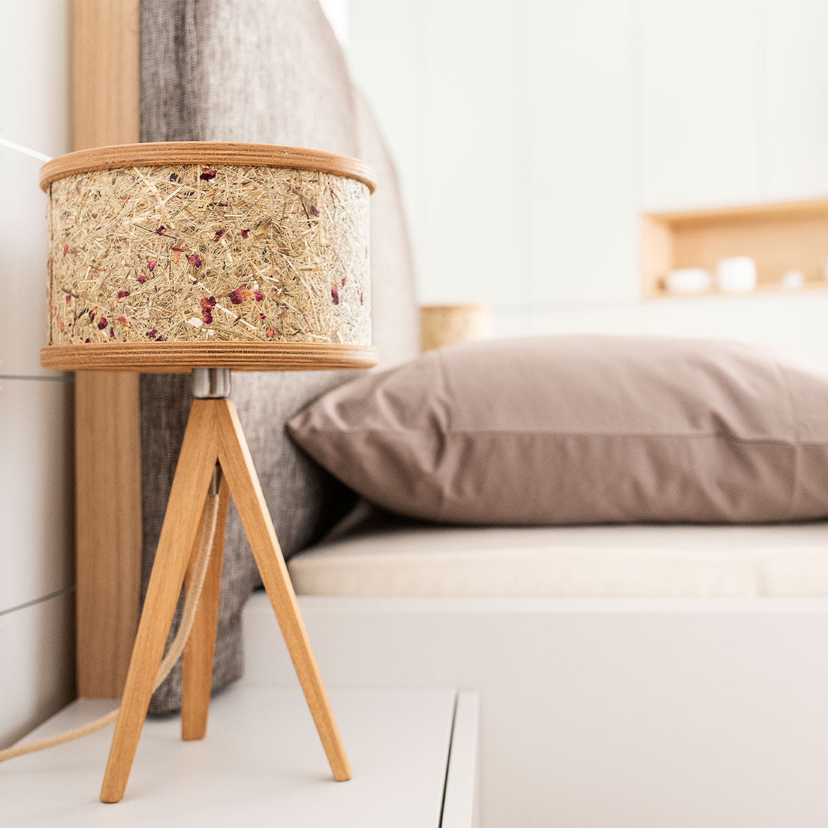 TISCHLEUCHTE durchmesser 25 CM EICHE HEU PUR