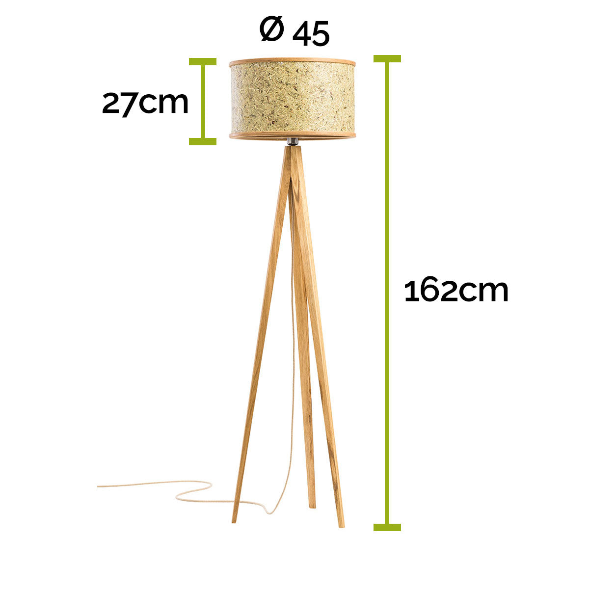 STEHLEUCHTE durchmesser 45 CM EICHE HEU PUR
