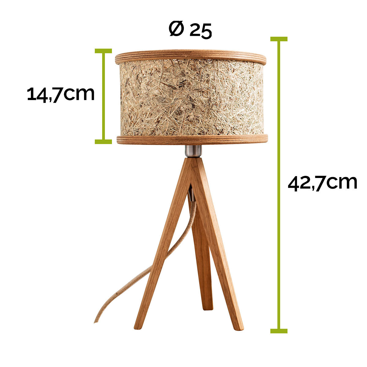 TISCHLEUCHTE durchmesser 25 CM EICHE HEU PUR