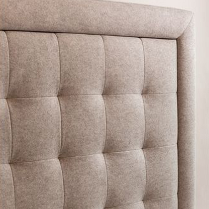 Boxspringbett aus natürlichen Rohstoffen  | Untergestell mit massivem Holzkern | Bezug aus 100 % reiner Schafschurwolle 90 x 200 cm mit Kopfteil