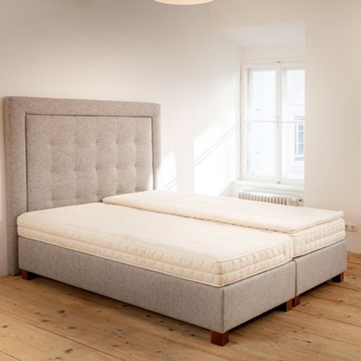 Topper mit Naturlatex für Boxspringbett aus natürlichen Rohstoffen | Bezug aus 100 % Baumwolle 90x190 cm