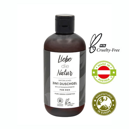 Natürliches 3in1 Männer Duschgel 250 ml 'Liebe die Natur' - gefertigt in Österreich