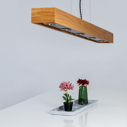 Hängeleuchte in drei Längen und drei Holzarten - Handarbeit aus Österreich Medium - Länge 130 cm Eiche