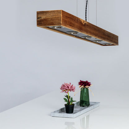 Hängeleuchte in drei Längen und drei Holzarten - Handarbeit aus Österreich Medium - Länge 130 cm Altholz