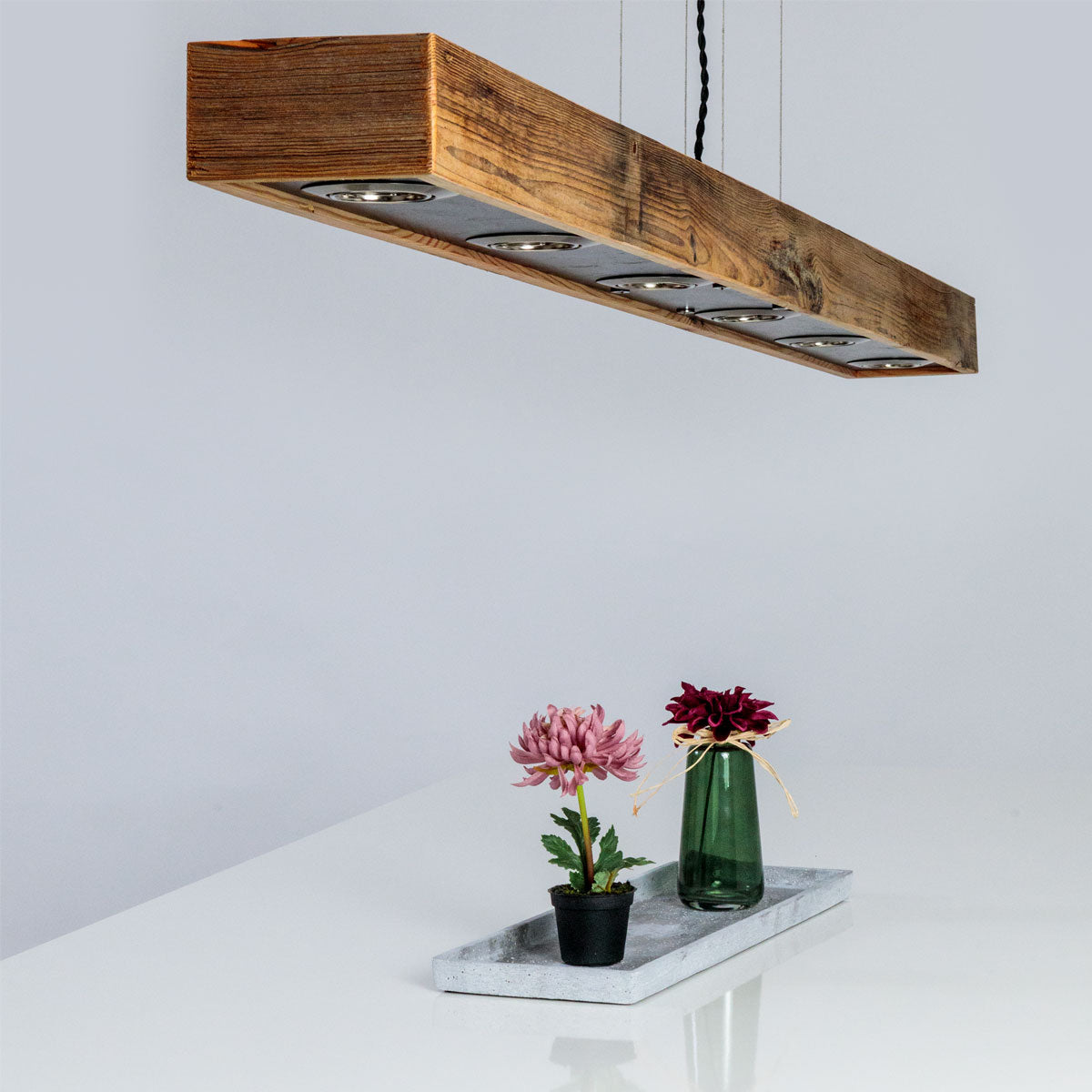 Hängeleuchte in drei Längen und drei Holzarten - Handarbeit aus Österreich Large - Länge 160 cm Altholz