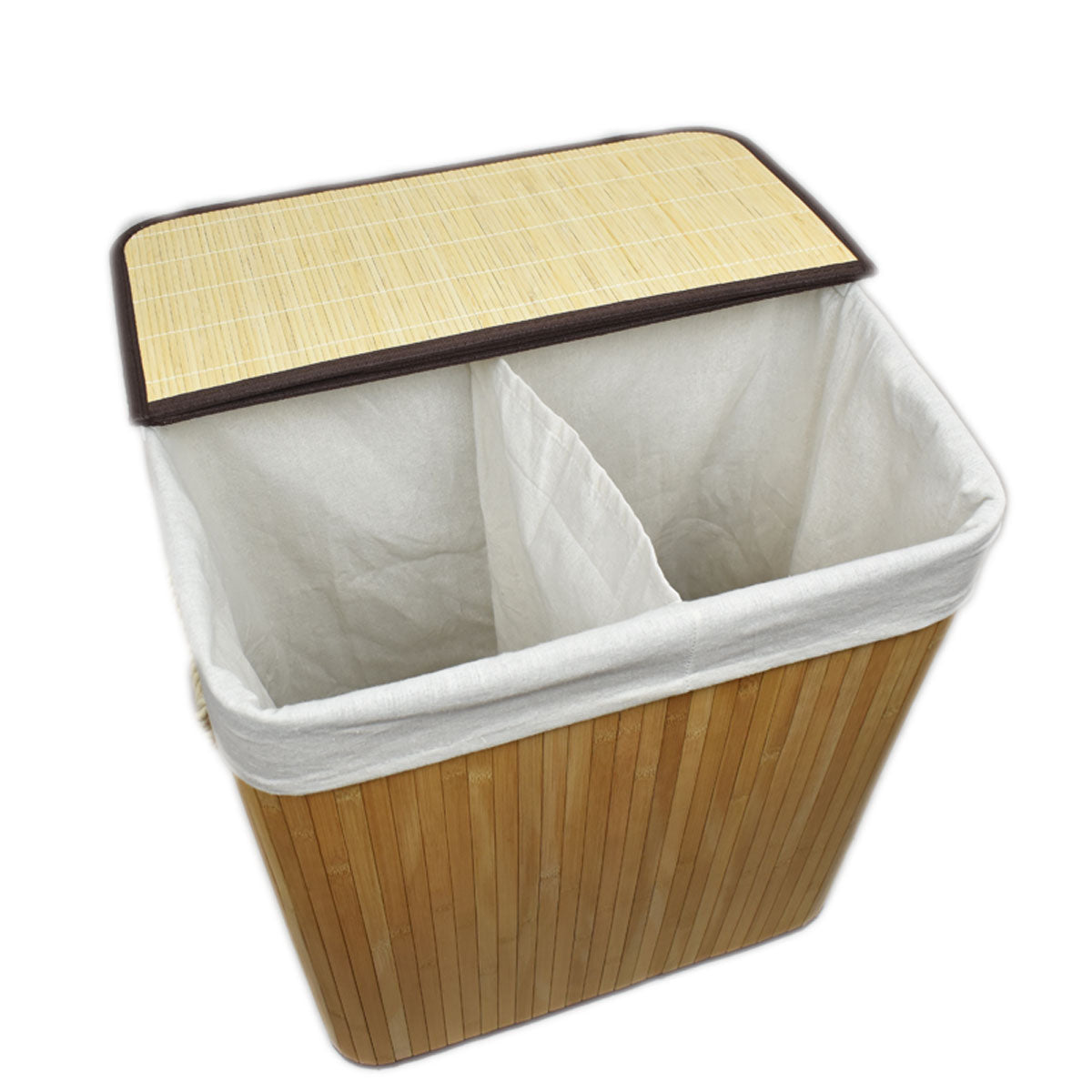 Multifunktionaler faltbarer Bambuskorb inkl. Stoffsack - 72 L - B-41 cm x H-61 cm x T-32 cm