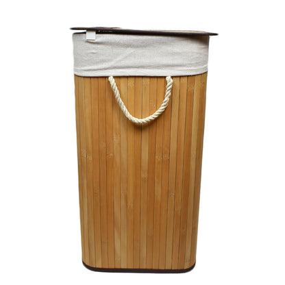 Multifunktionaler faltbarer Bambuskorb inkl. Stoffsack - 72 L - B-41 cm x H-61 cm x T-32 cm