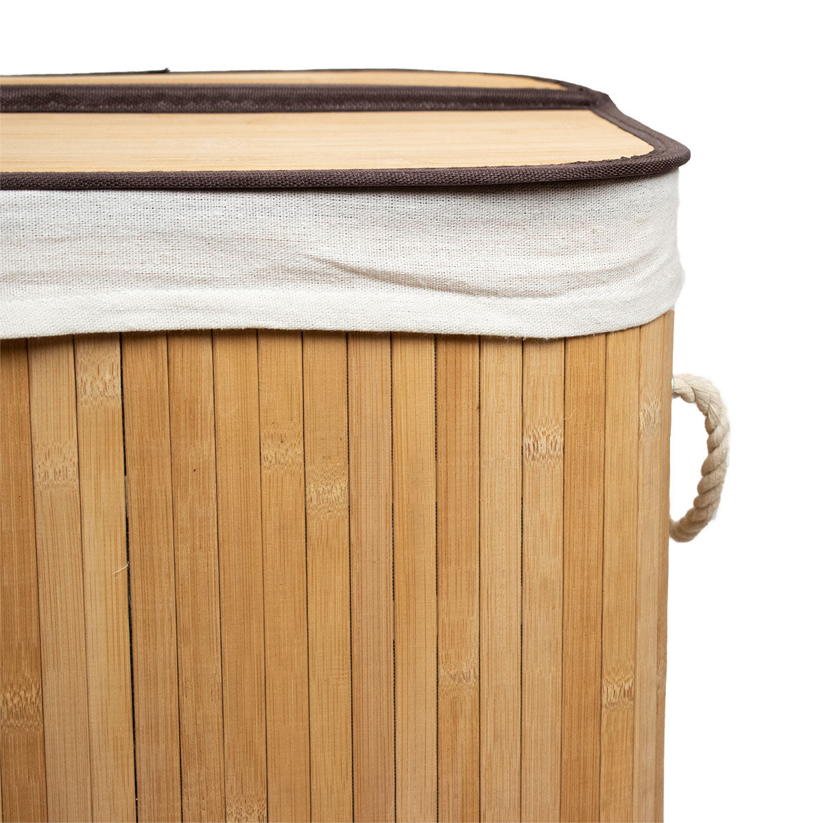 Multifunktionaler faltbarer Bambuskorb inkl. Stoffsack - 72 L - B-41 cm x H-61 cm x T-32 cm