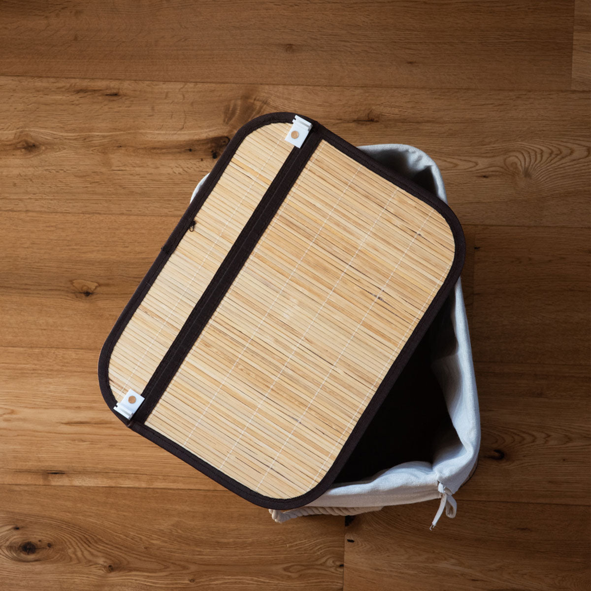 Multifunktionaler faltbarer Bambuskorb inkl. Stoffsack - 72 L - B-41 cm x H-61 cm x T-32 cm