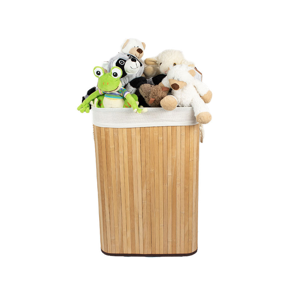 Multifunktionaler faltbarer Bambuskorb inkl. Stoffsack - 72 L - B-41 cm x H-61 cm x T-32 cm