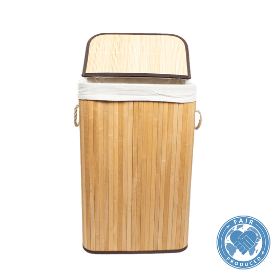 Multifunktionaler faltbarer Bambuskorb inkl. Stoffsack - 72 L - B-41 cm x H-61 cm x T-32 cm