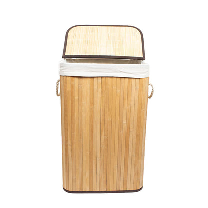 Multifunktionaler faltbarer Bambuskorb inkl. Stoffsack - 72 L - B-41 cm x H-61 cm x T-32 cm