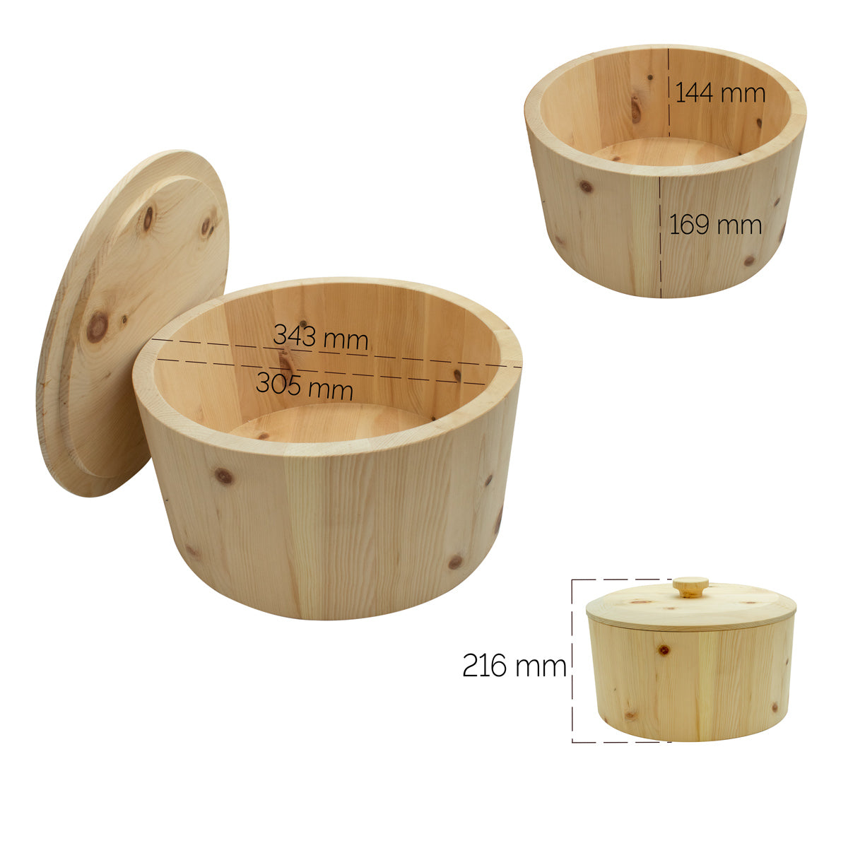Hochwertiger runder Brotkasten aus Zirbenholz | 34,3x34,3x21,6 cm (LxBxH)  | inkl. Zirbengitter