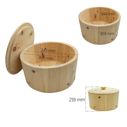 Hochwertiger runder Brotkasten aus Zirbenholz | 34,3x34,3x21,6 cm (LxBxH)  | inkl. Zirbengitter