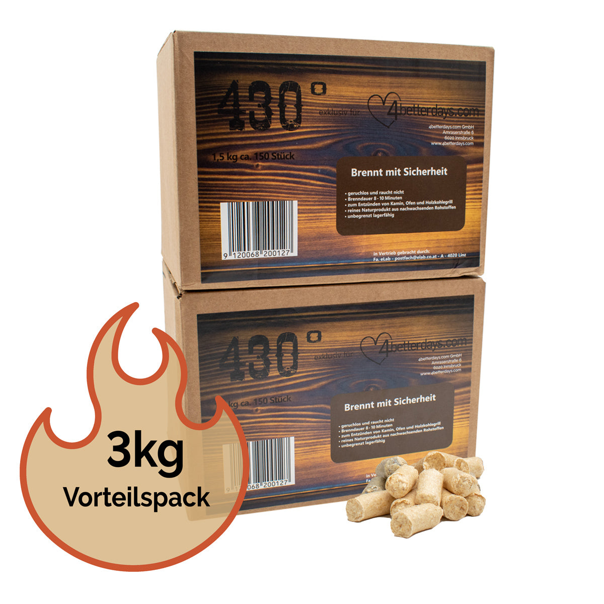 Öko Kaminanzünder / Grillanzünder 3 Kilogram - ca. 300 Stk - Handarbeit aus Österreich