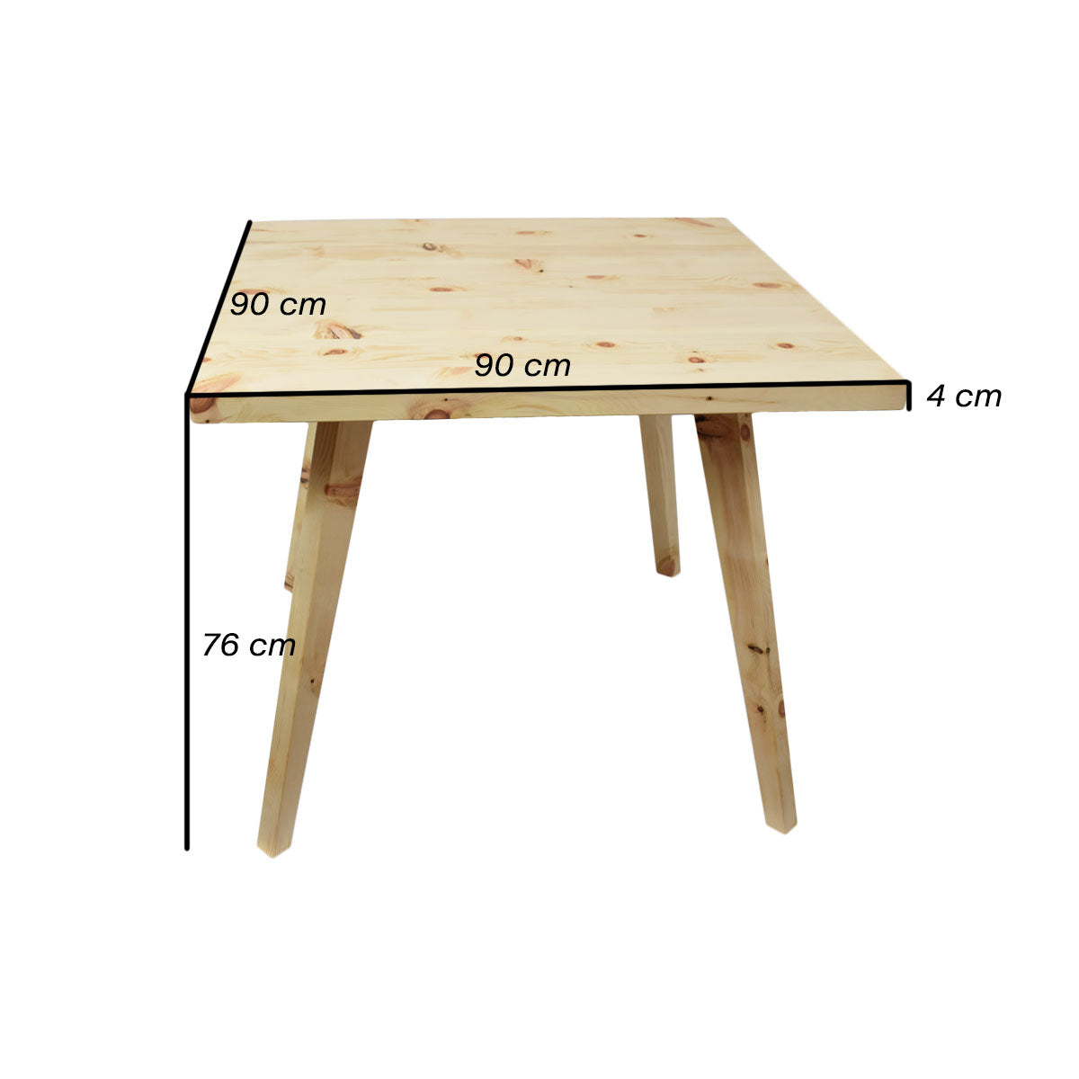 Massivholztisch 'Heidi' | Braunesche | 90x90x76 cm | abnehmbaren Beinen