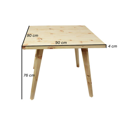 Massivholztisch 'Heidi' | Braunesche | 90x90x76 cm | abnehmbaren Beinen