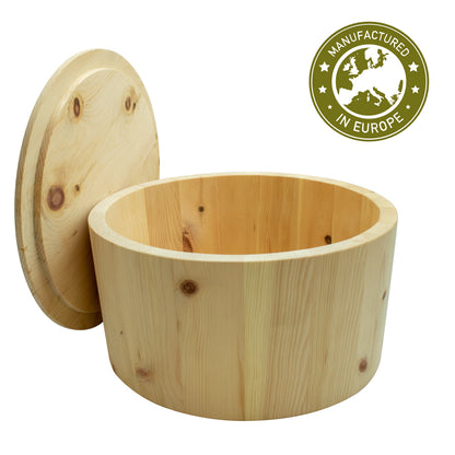 Hochwertiger runder Brotkasten aus Zirbenholz | 34,3x34,3x21,6 cm (LxBxH)  | inkl. Zirbengitter