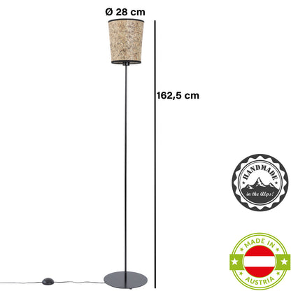 Stehleuchte Heu und Lampenfuß aus schwarzem Metall konisch 22 cm DM – Handarbeit aus Österreich