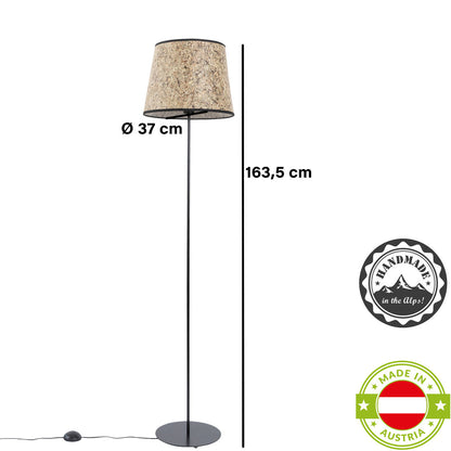 Stehleuchte Heu und Lampenfuß aus schwarzem Metall konisch 22 cm DM – Handarbeit aus Österreich