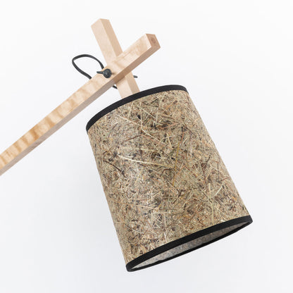 Stehleseleuchte Heu und Holz-Metallfuß konisch 22 cm DM – Handarbeit aus Österreich