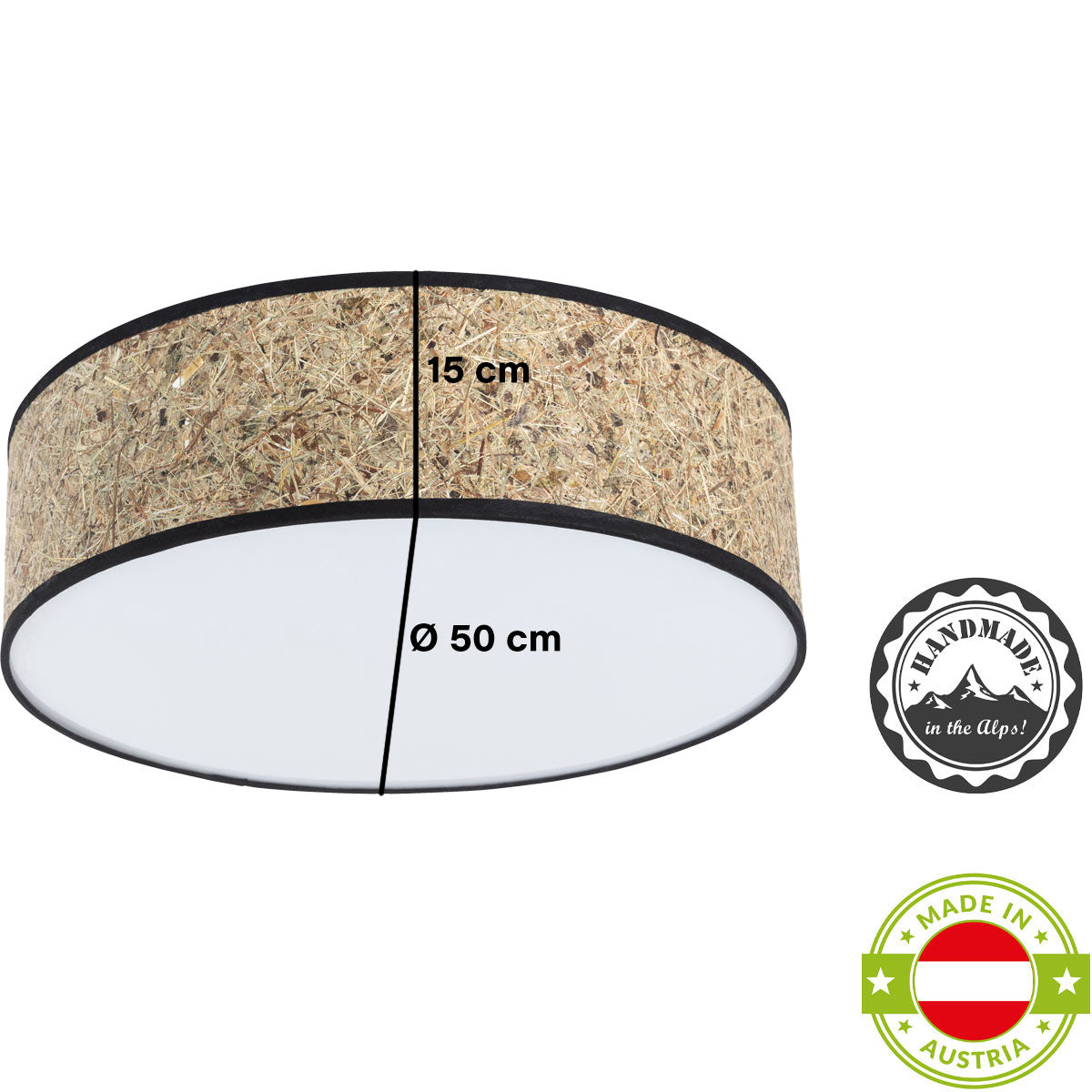 Deckenleuchte Heu zylindrisch DM 50 x H 15 cm