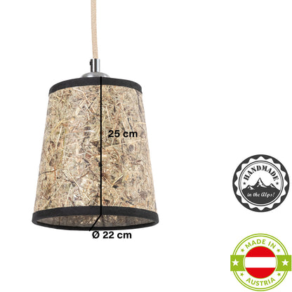 Hängeleuchte Heu konisch 15 cm DM – Handarbeit aus Österreich