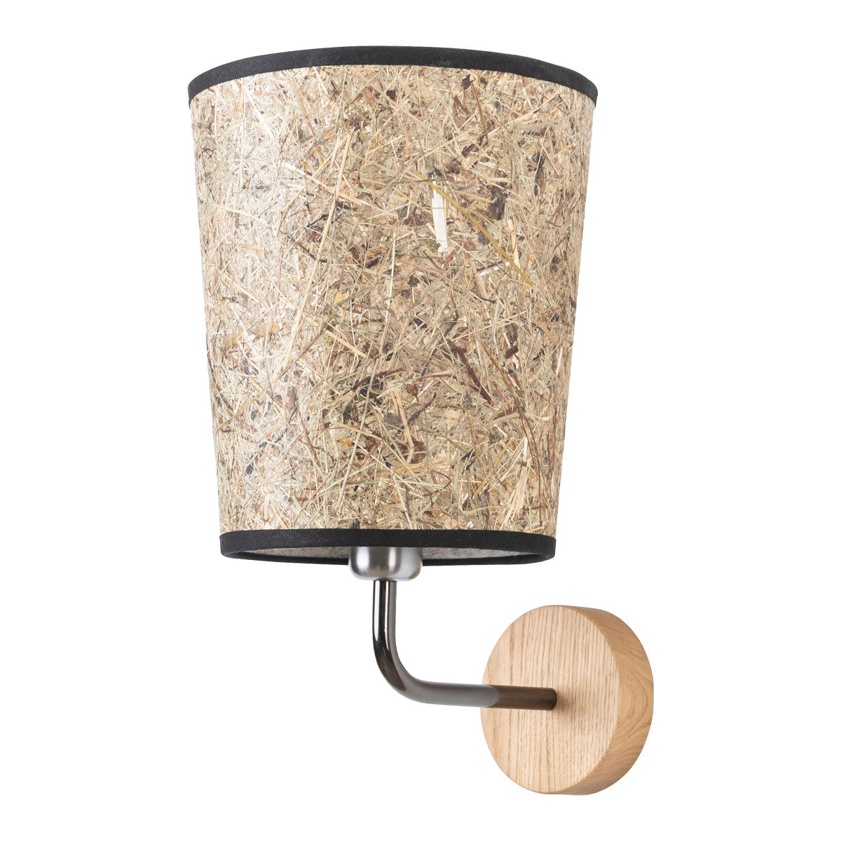 Wandleuchte Heu und Holz-Metall konisch 15 cm DM – Handarbeit aus Österreich